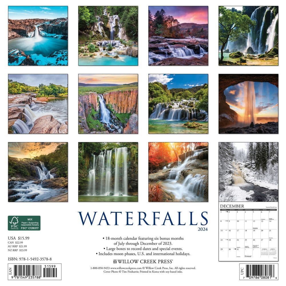 Waterfalls 2024 Wall Calendar Alternate Image 1