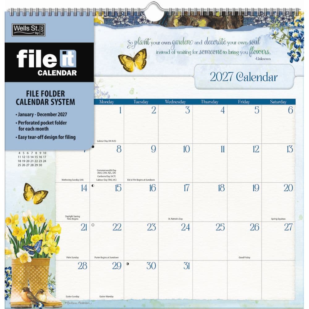 Botanical Gardens 2027 File It Wall Calendar by Barbara Anderson Main Product Image