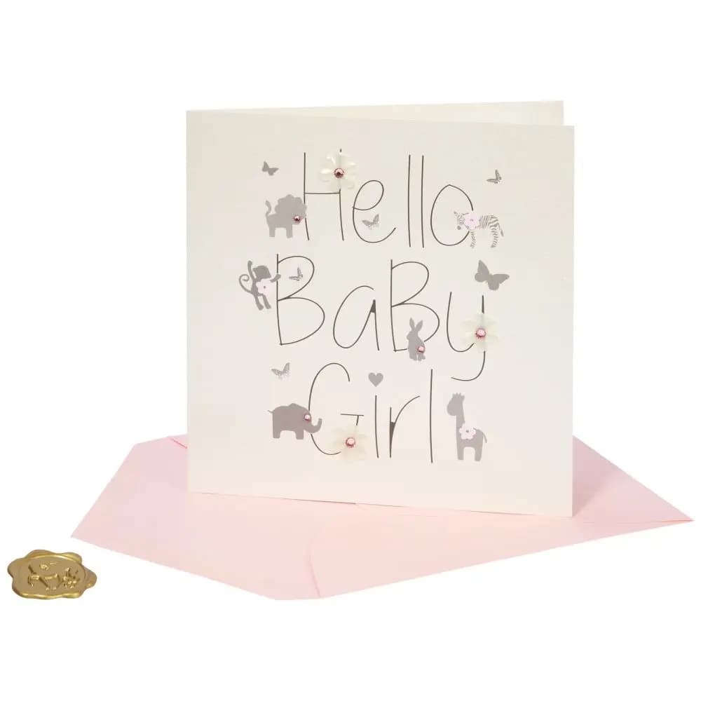 Hello Baby Girl New Baby Card 3d