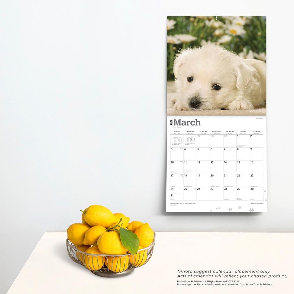 West Highland White Terrier Pups 2024 Wall Calendar Third Alternate Image width=&quot;1000&quot; height=&quot;1000&quot;