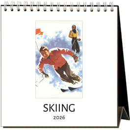 Vintage Skiing 2026 Easel Desk Calendar