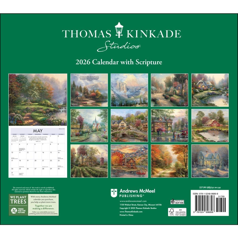 Thomas Kinkade Painter of Light with Scripture 2026 Wall Calendar First Alternate Image