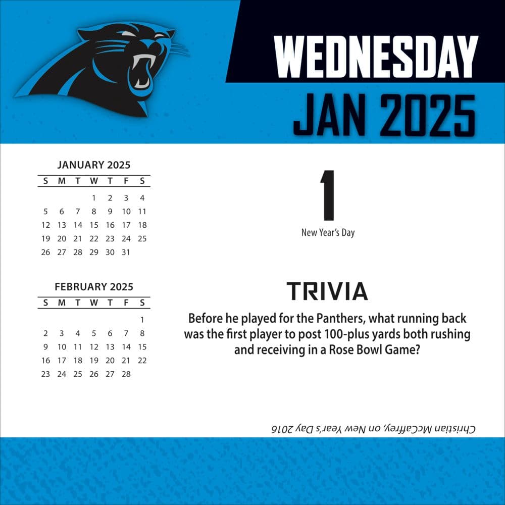 NFL Carolina Panthers 2025 Desk Calendar First Alternate Image