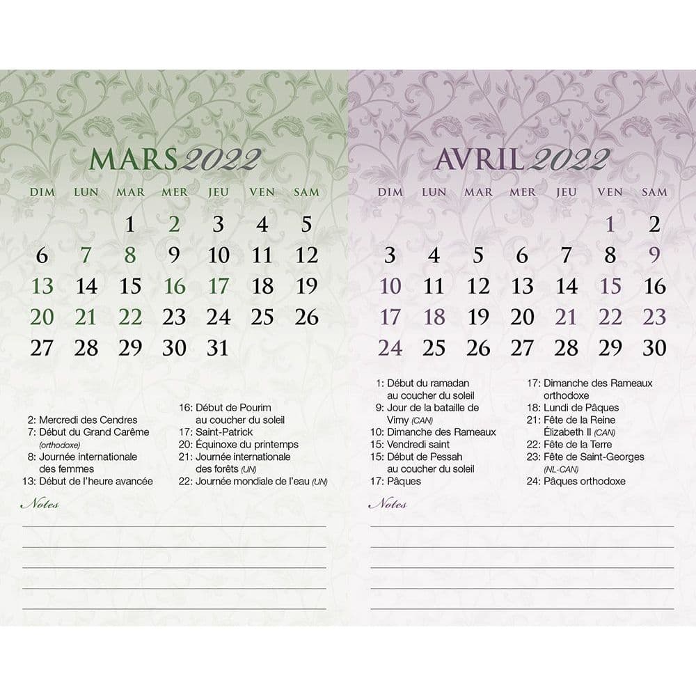 Calendrier Careme 2023 Motifs 2022 Easel Calendar (French) - Calendars.com