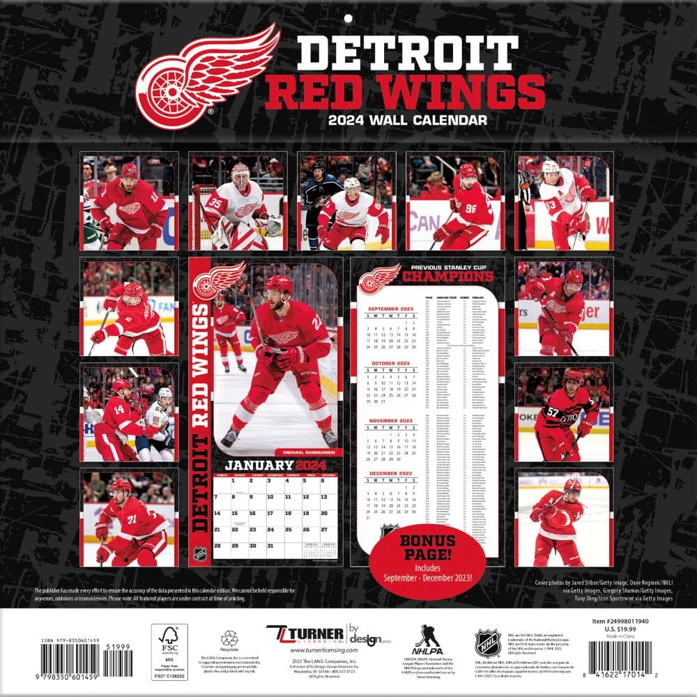 Detroit Red Wings 2024 Wall Calendar