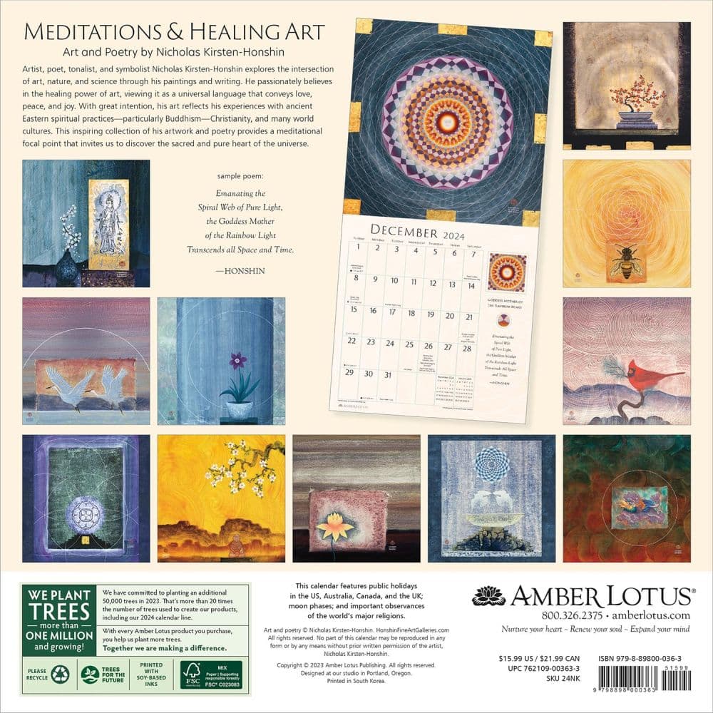 Meditations Heal Poetry 2024 Wall Calendar