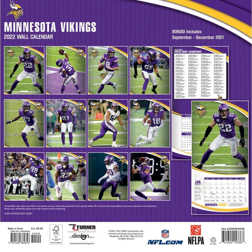 Mn Viking Schedule 2022 Nfl Minnesota Vikings 2022 Mini Wall Calendar - Calendars.com