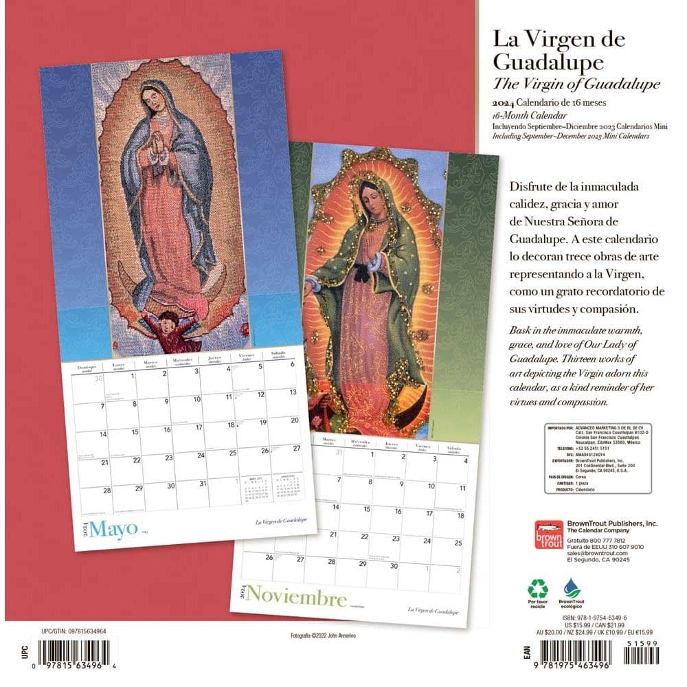 Virgen de Guadalupe 2024 Wall Calendar