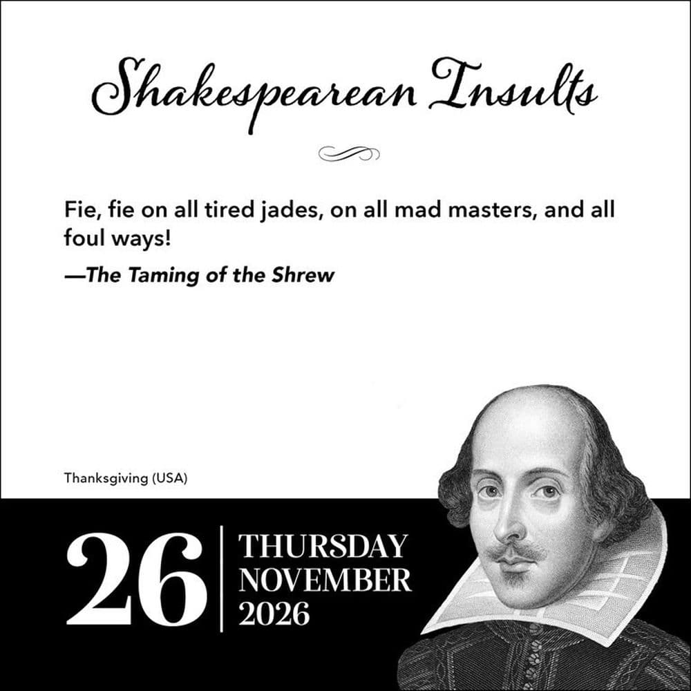Shakespearean Insults 2026 Desk Calendar Second Alternate Image