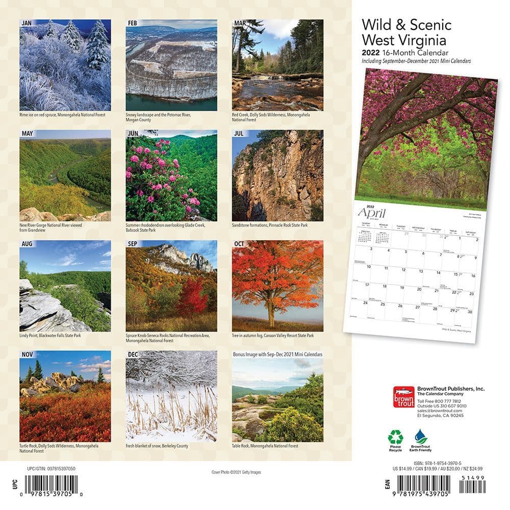 Wvu Calendar 2022 West Virginia Wild And Scenic 2022 Wall Calendar - Calendars.com