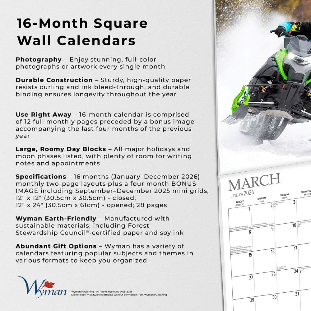 Snowmobiling 2026 Wall Calendar Fifth Alternate Image