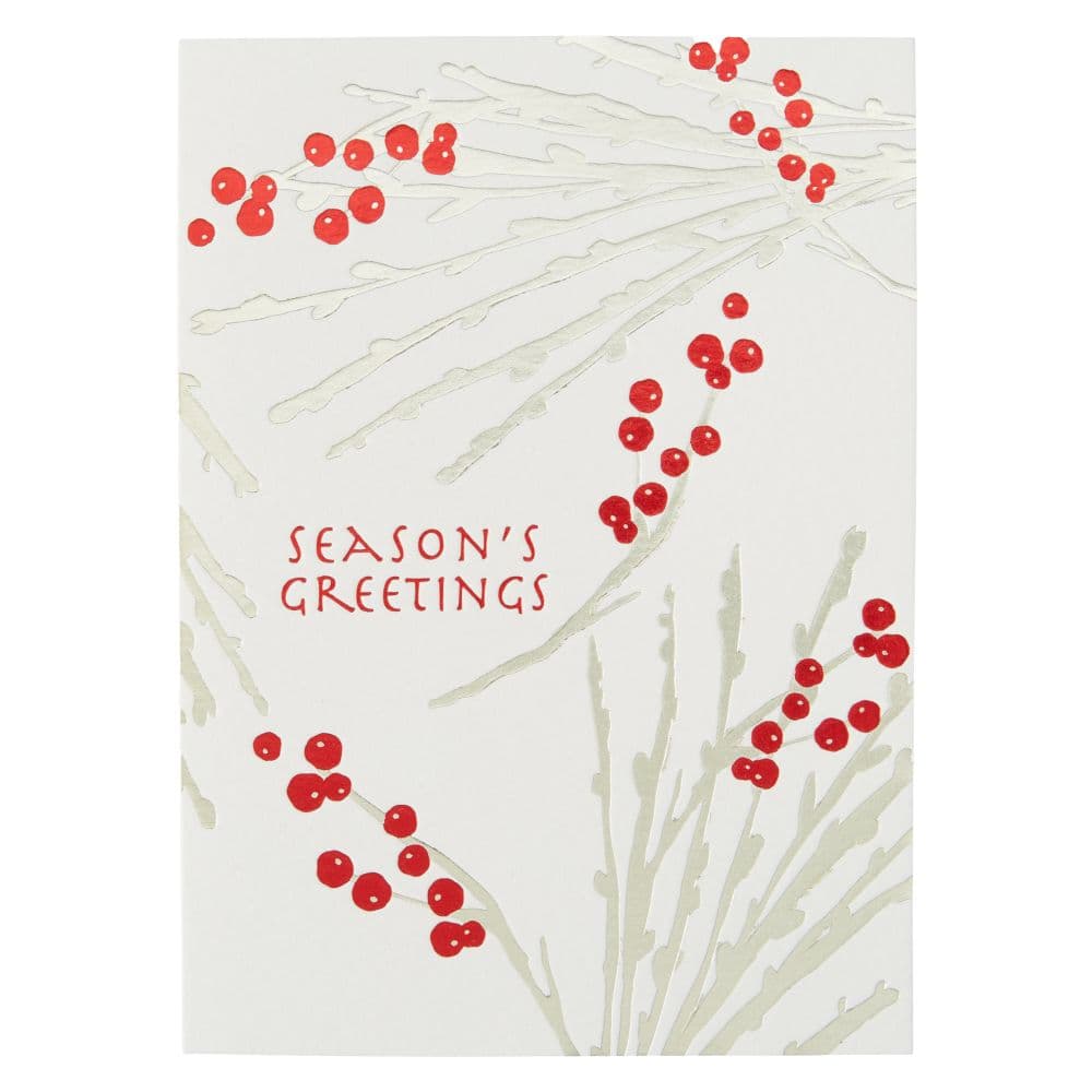 Silver Boughs Red Berries Christmas Card First Alternate Image width=&quot;1000&quot; height=&quot;1000&quot;