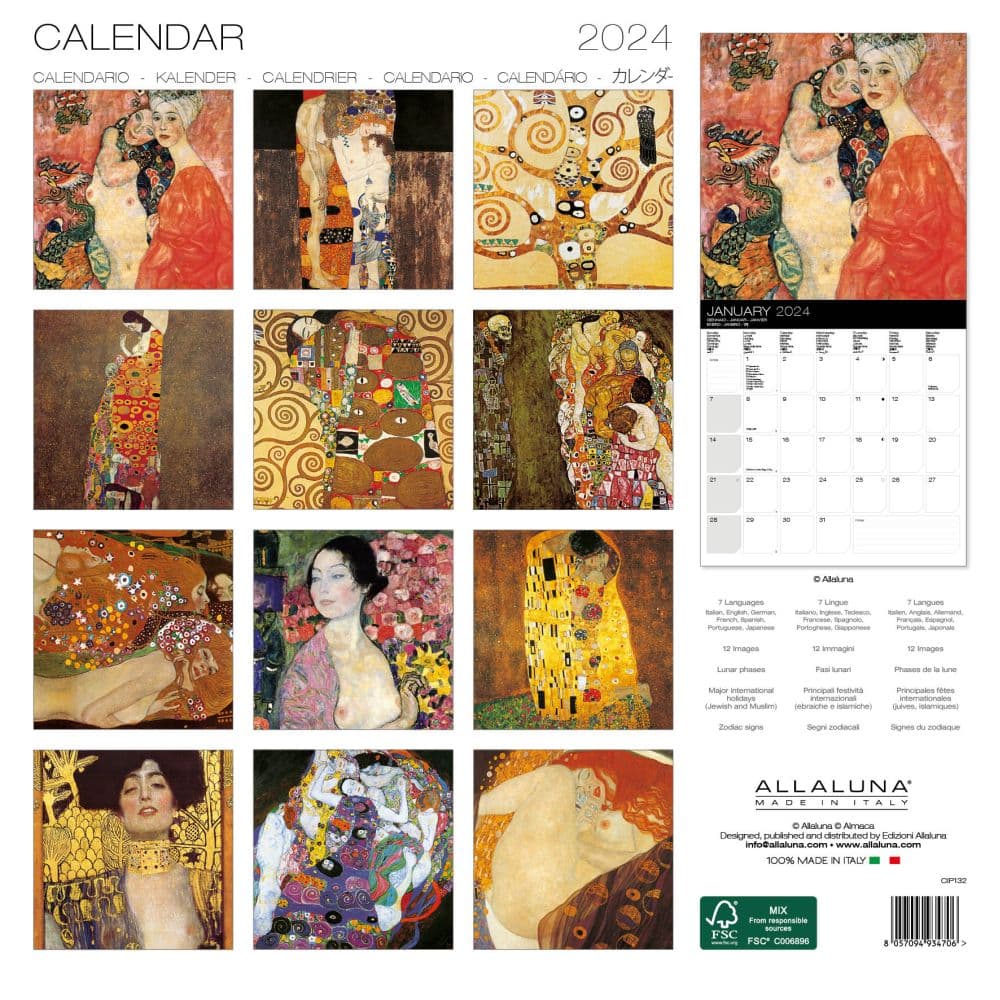 Klimt 2024 Wall Calendar Alt1