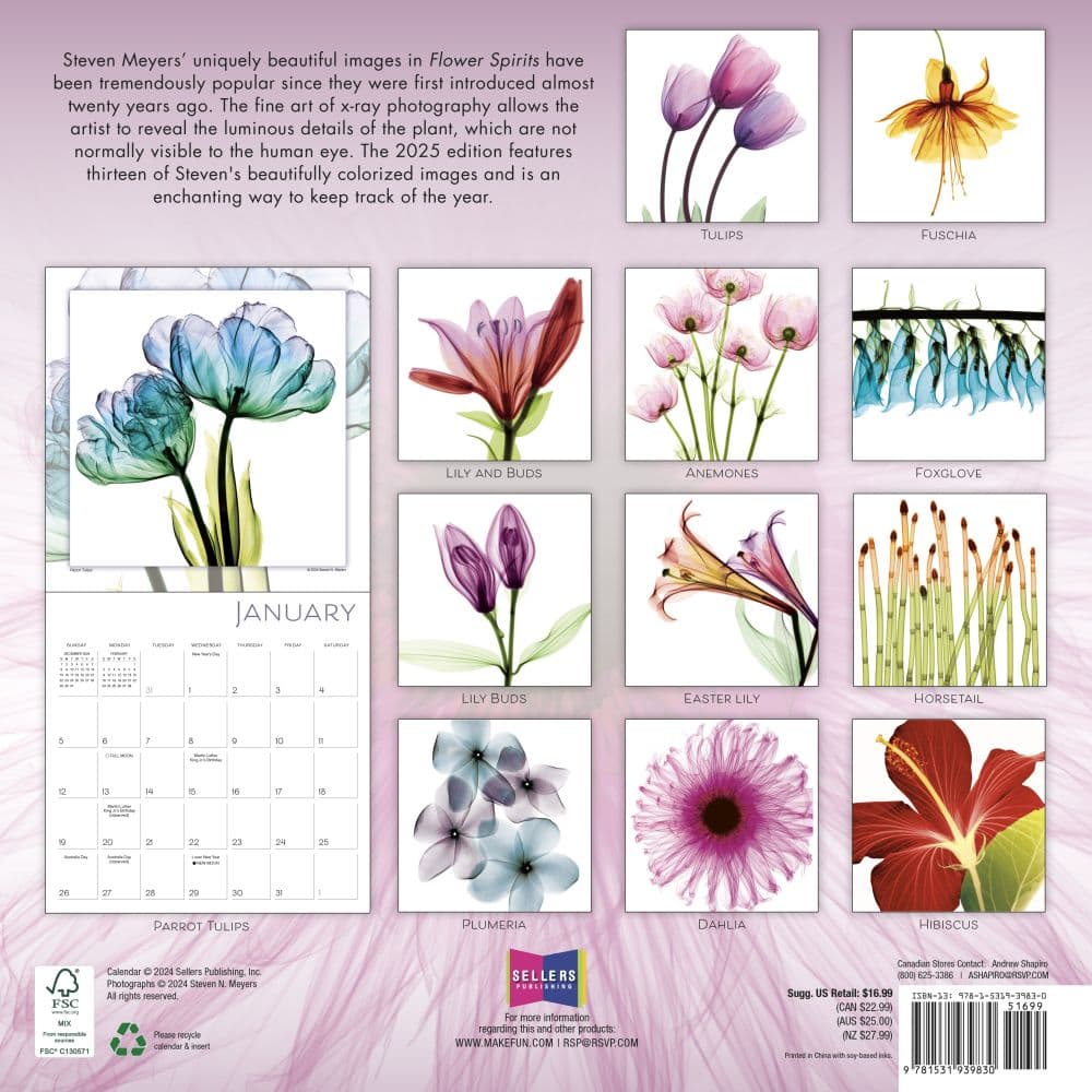 Flower Spirits 2025 Wall Calendar
