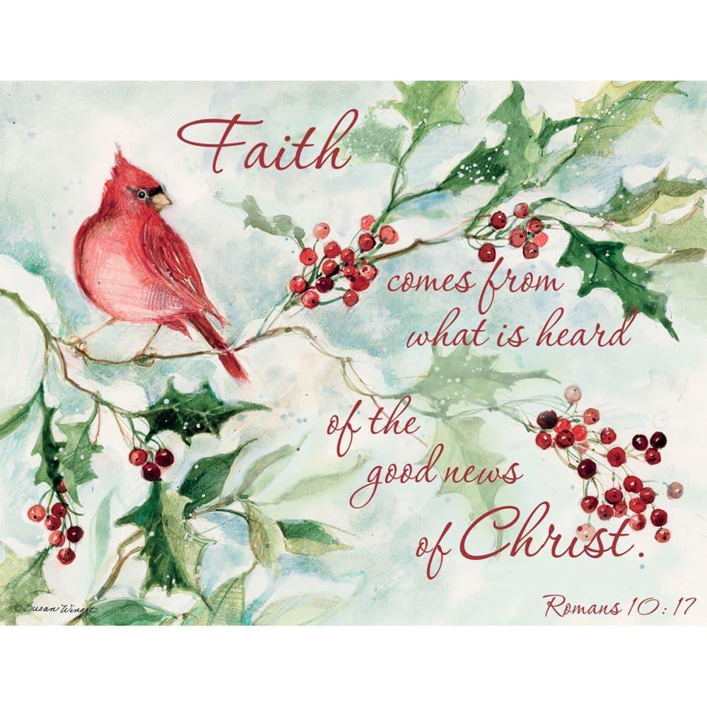 Cardinal and Berries Boxed Christmas Cards by Susan Winget First Alternate Image