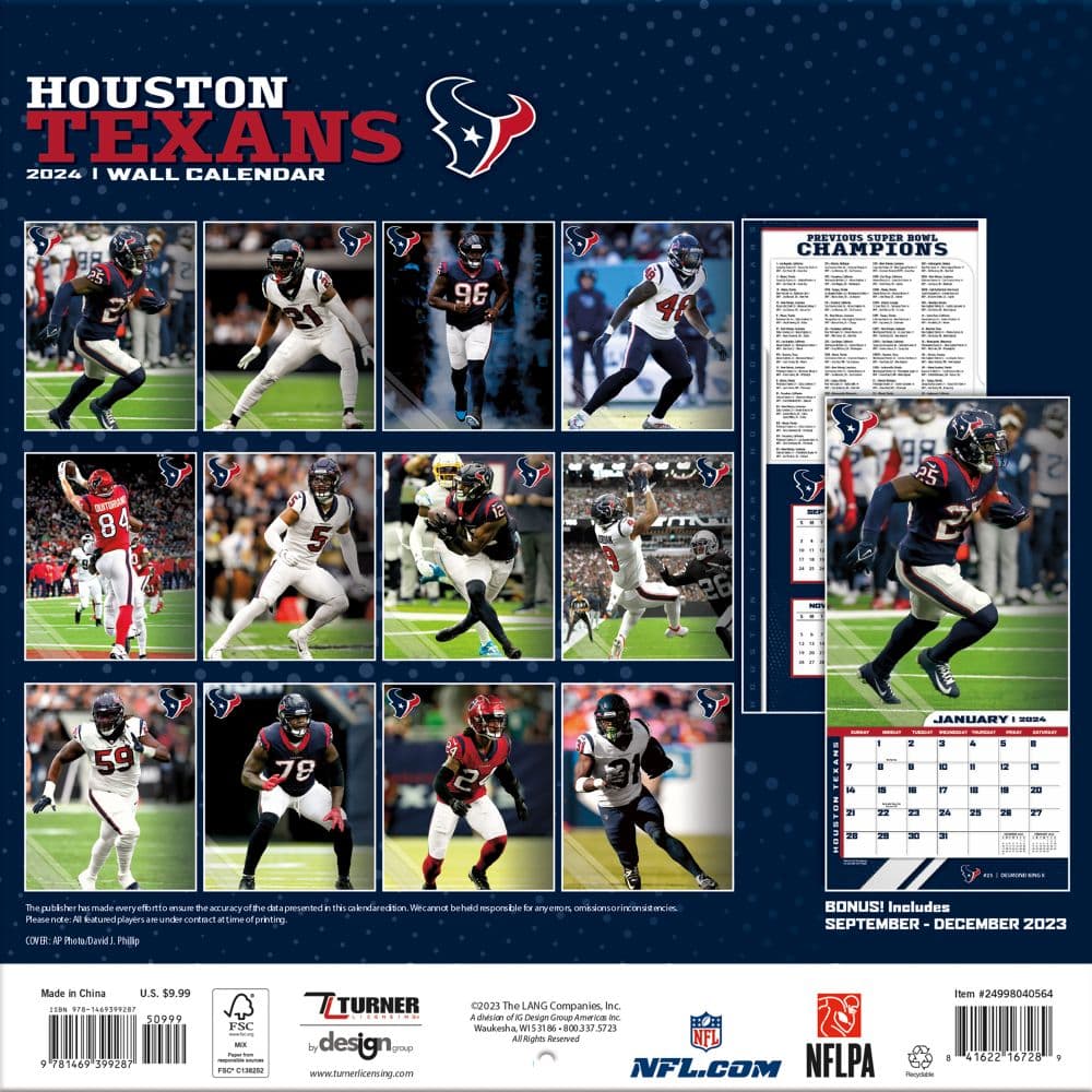Houston Texans 2024 Mini Wall Calendar