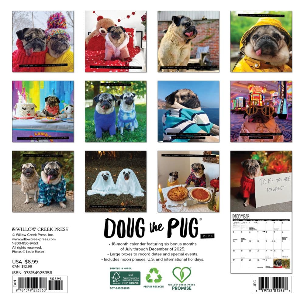 Doug the Pug 2026 Mini Wall Calendar First Alternate Image