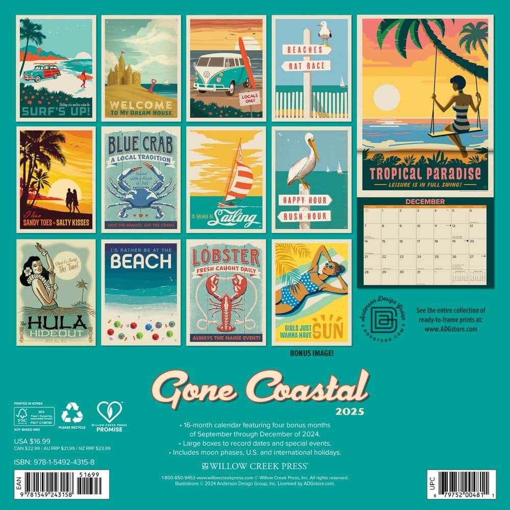 Gone Coastal Art 2025 Wall Calendar Alt1