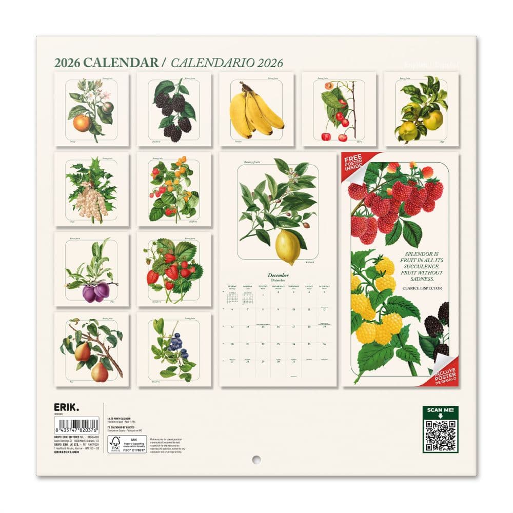 Botany Fruits 2026 Wall Calendar First Alternate Image