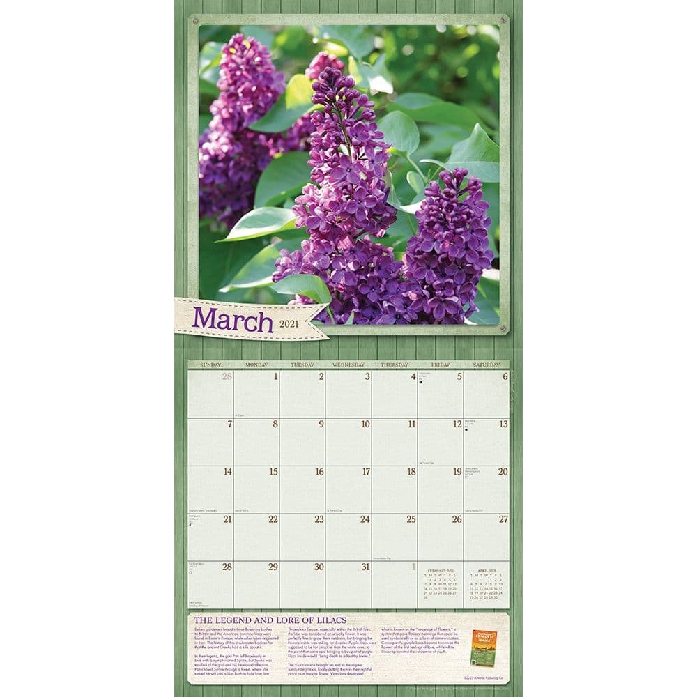 Farmers almanac calendar for planting information