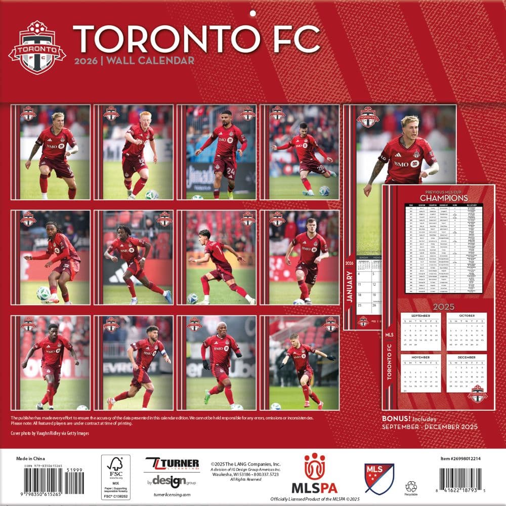 MLS Toronto FC 2026 Wall Calendar First Alternate Image