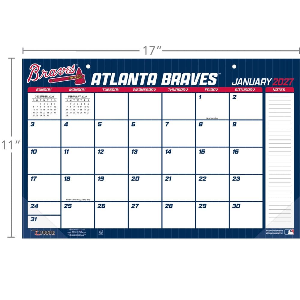 MLB Atlanta Braves Small 2027 Desk Pad Third Alternate Image