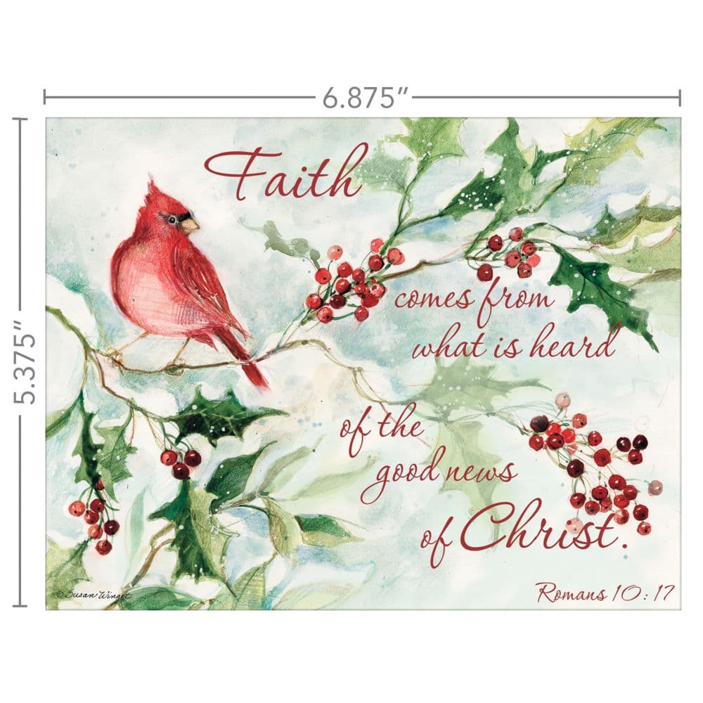 Cardinal and Berries Boxed Christmas Cards by Susan Winget Fourth Alternate Image