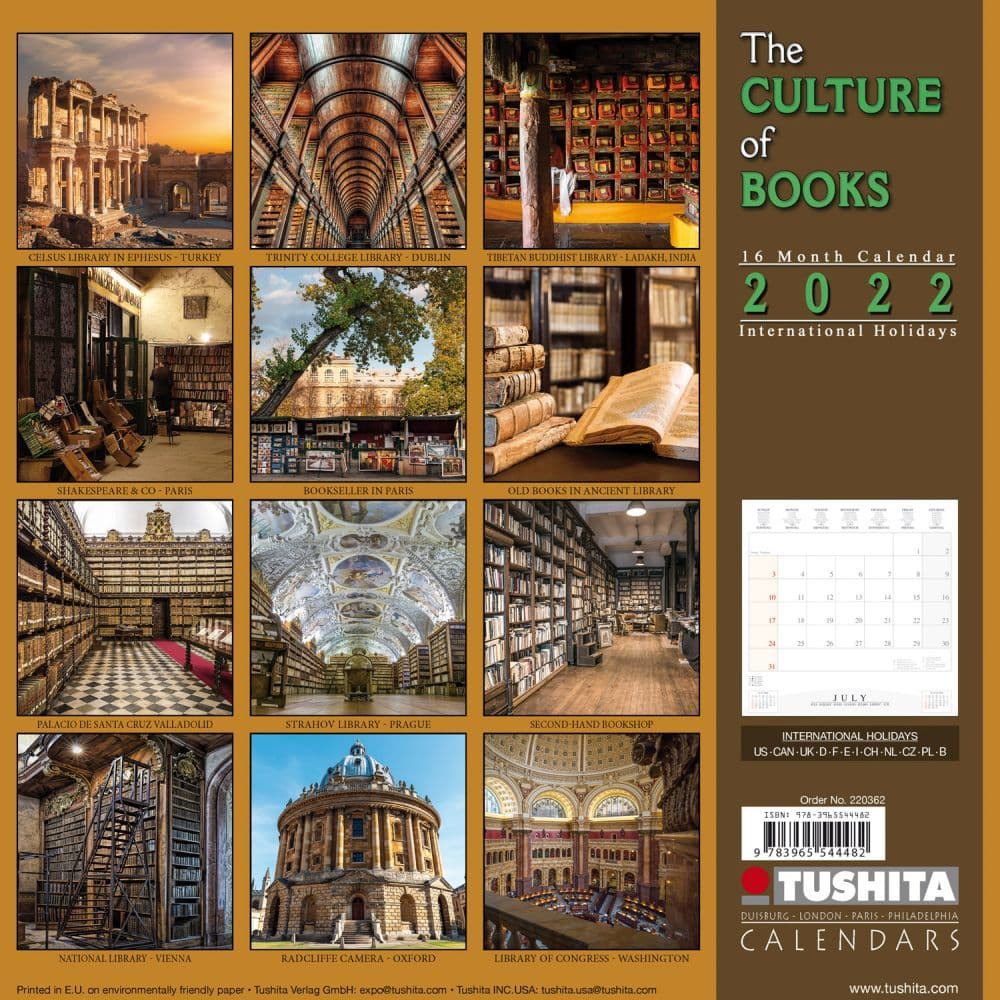 Culture Of Books 2022 Wall Calendar - Calendars.com