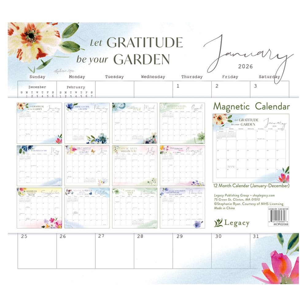 Gratitude by Stephanie Ryan 2026 Magnetic Calendar First Alternate Image