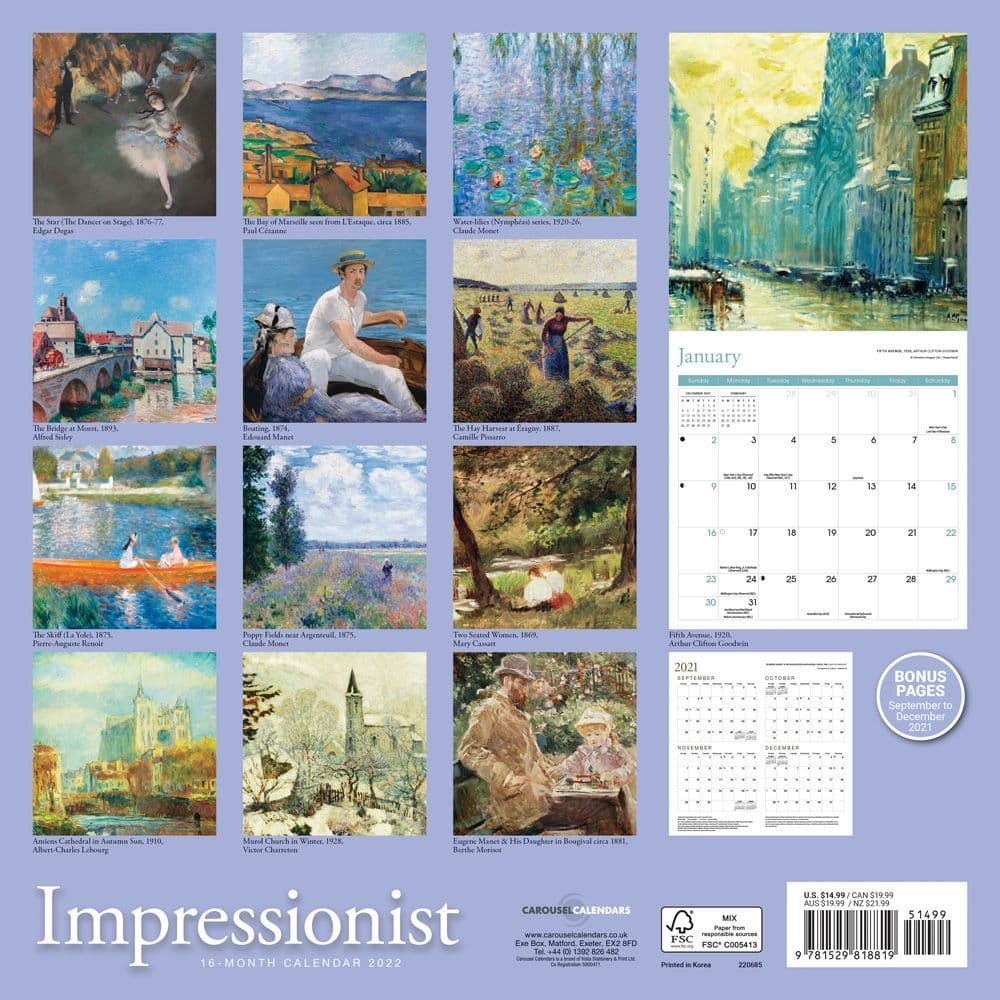 Impressionist 2022 Wall Calendar