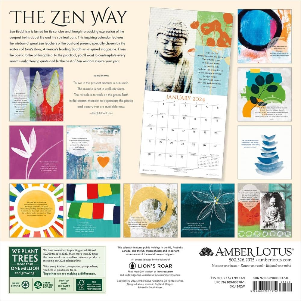 Zen Way Buddhist 2024 Wall Calendar