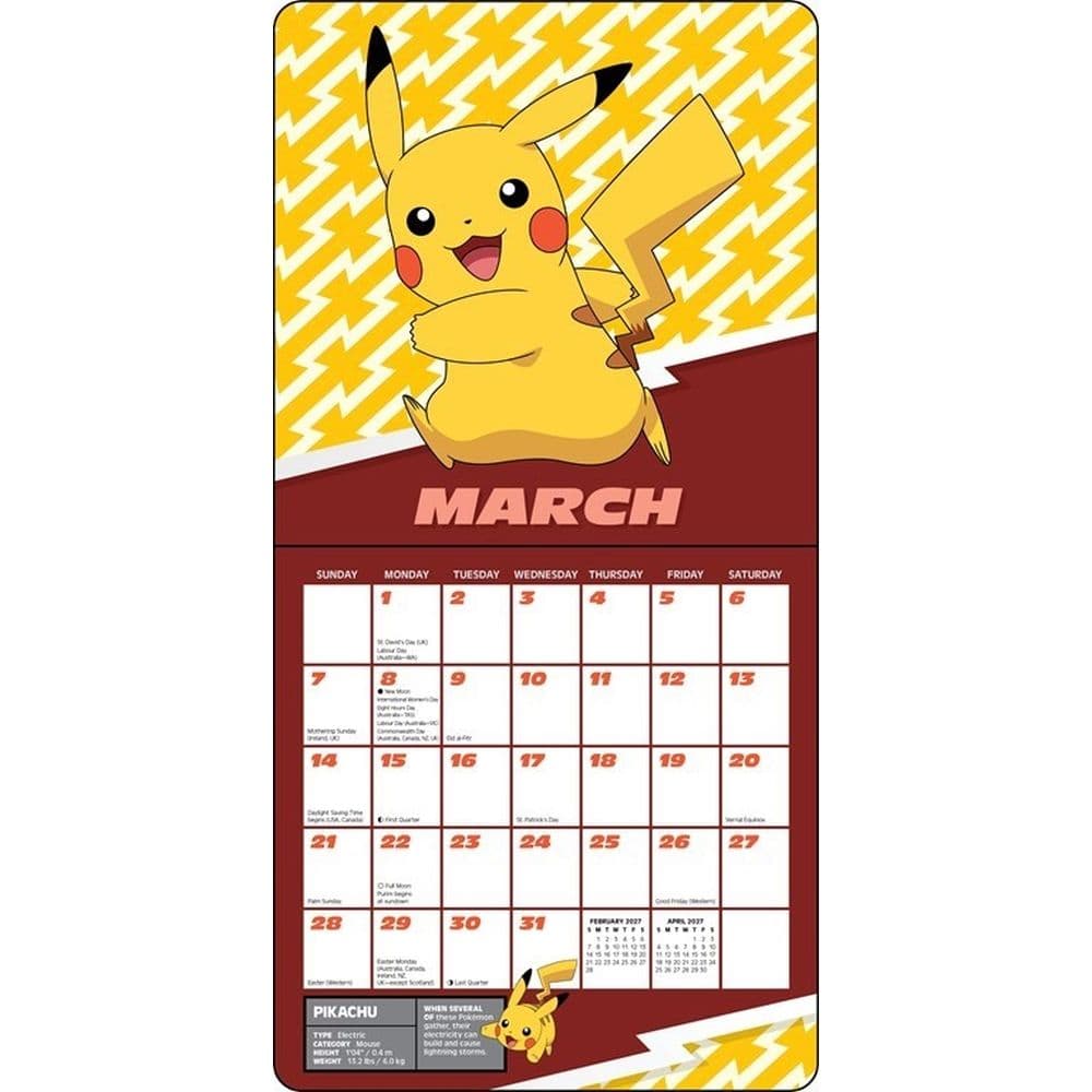 Pokemon 2027 Mini Wall Calendar Third Alternate Image