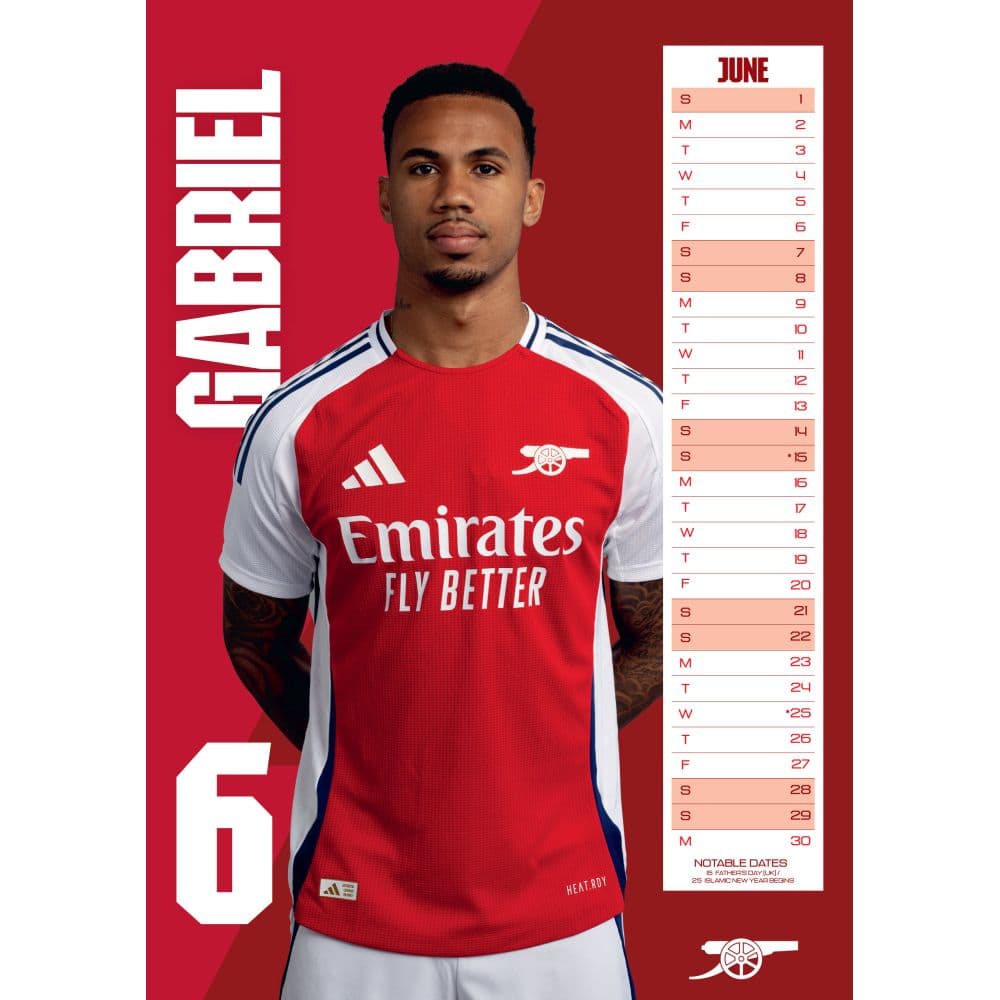 Arsenal FC Poster 2025 Wall Calendar Second Alternate Image