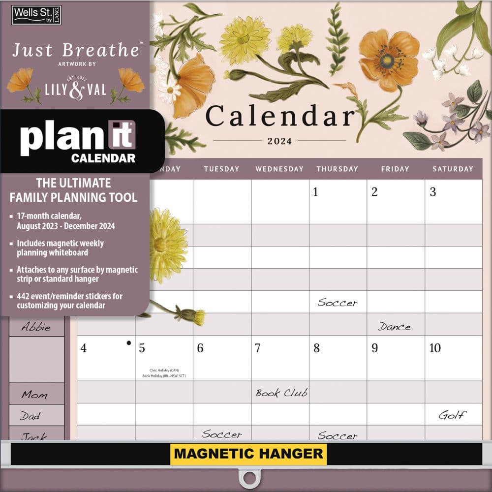 Just Breathe Plan It 2024 Wall Calendar Main Image