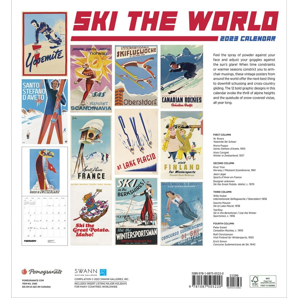 Ski the World 2023 Wall Calendar - Calendars.com