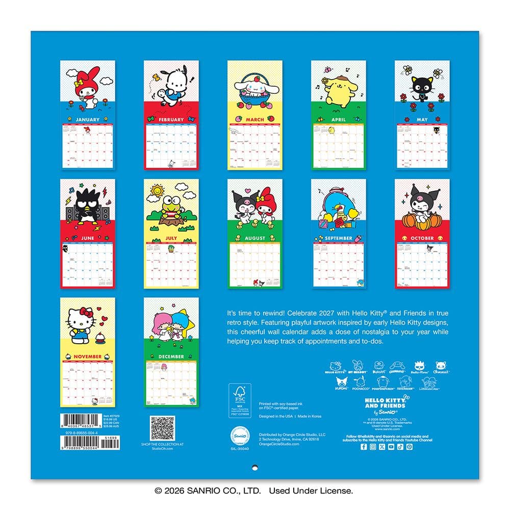 Hello Kitty and Friends Retro 2027 Wall Calendar First Alternate Image
