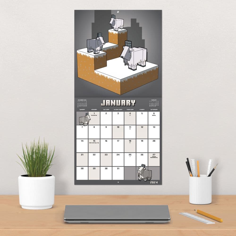 Minecraft Exclusive with Decal 2024 Wall Calendar