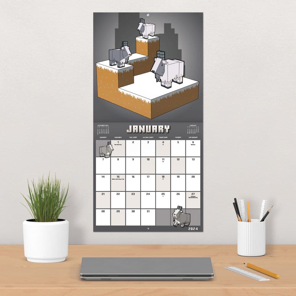 Minecraft Exclusive with Decal 2024 Wall Calendar Fourth Alternate Image width=&quot;1000&quot; height=&quot;1000&quot;