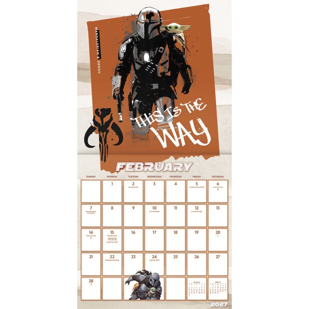 Star Wars The Mandalorian and Grogu 2027 Wall Calendar Third Alternate Image