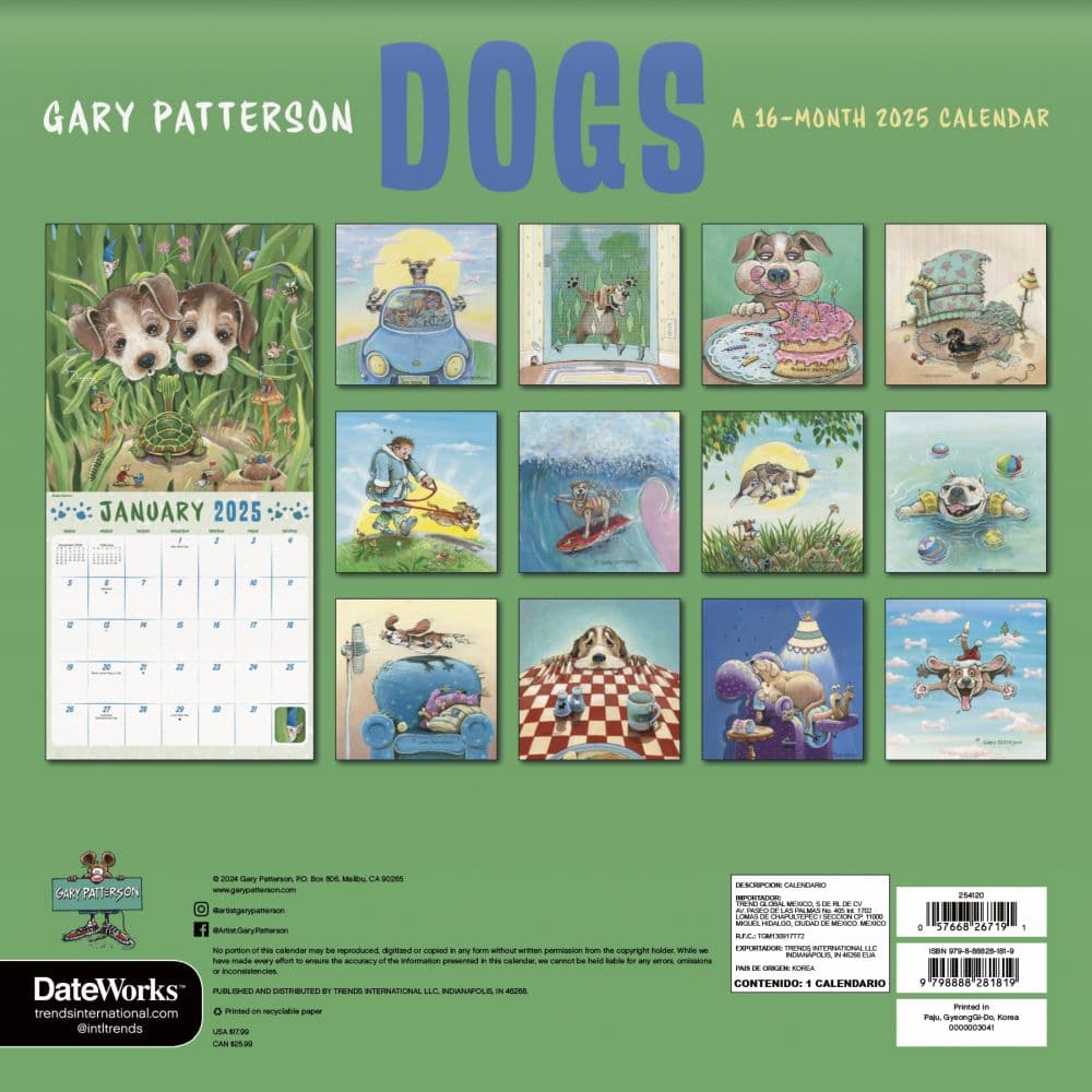 Gary Patterson Dogs 2025 Wall Calendar - Calendars.com