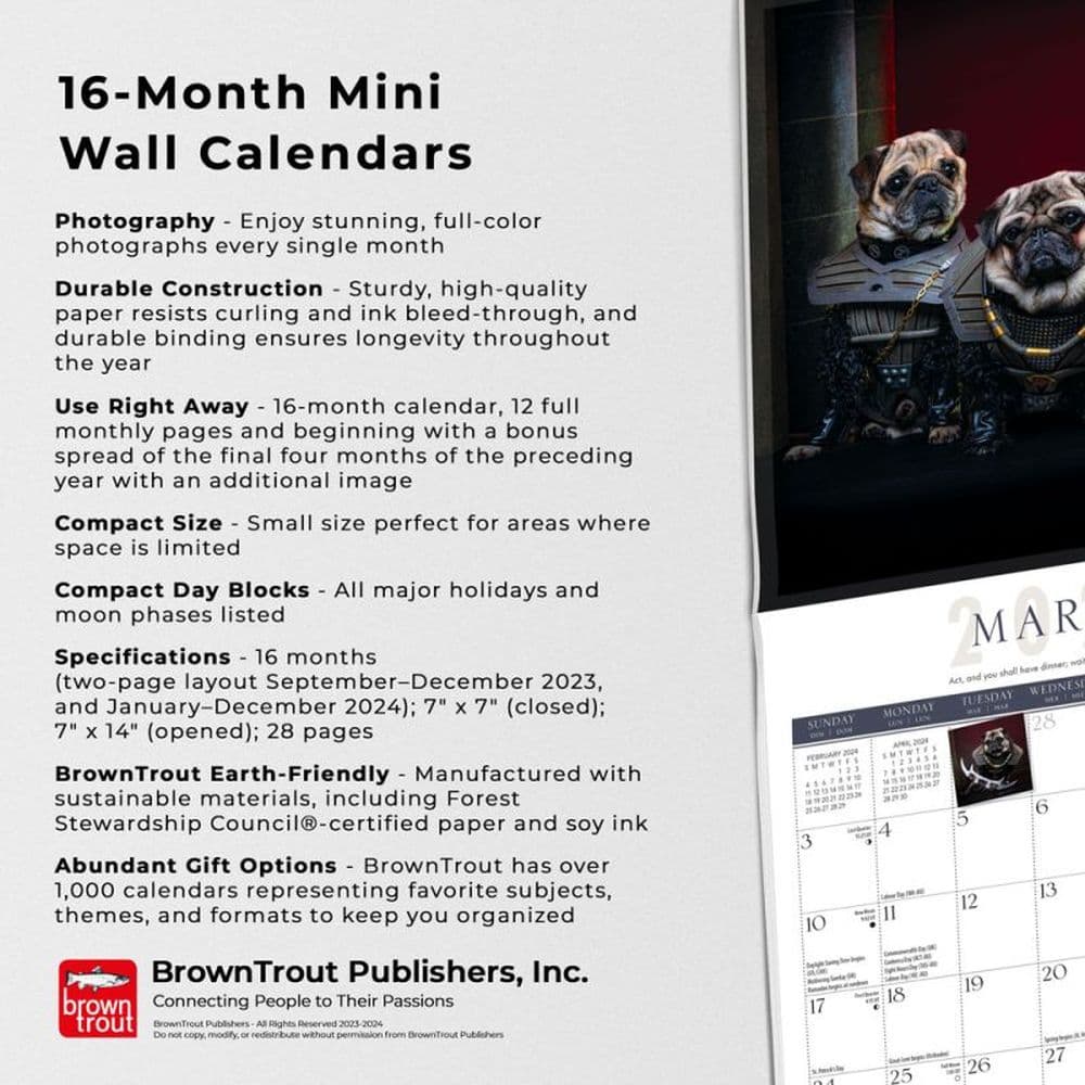 Fantasy Pugs 2024 Mini Wall Calendar Fourth Alternate Image width=&quot;1000&quot; height=&quot;1000&quot;