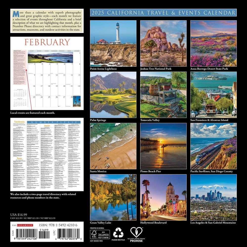 California Travel and Events 2025 Wall Calendar First Alternate Image width="1000" height="1000"