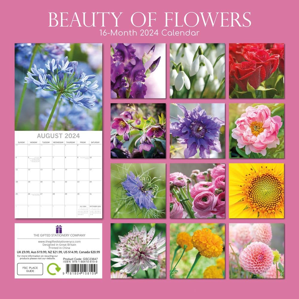 Beauty of Flowers 2024 Wall Calendar