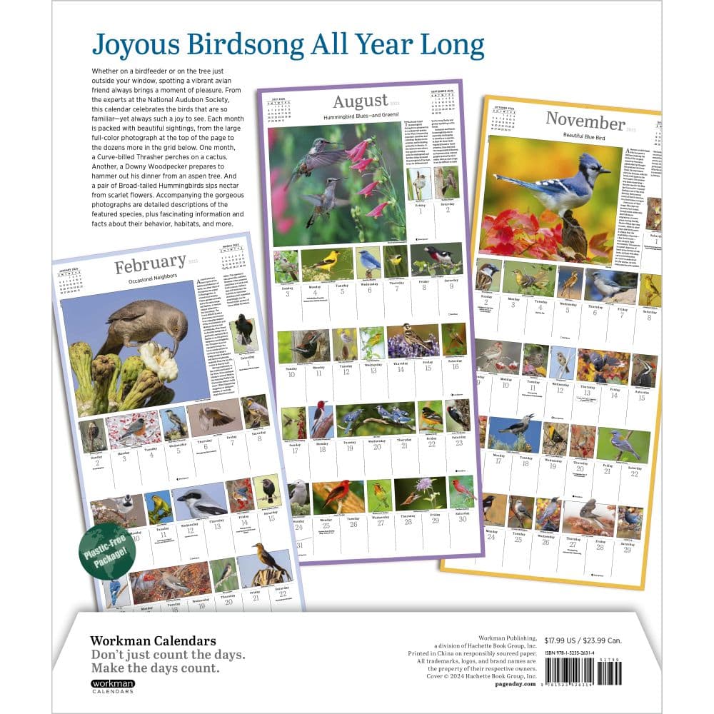 Audubon 365 Songbirds 2025 Wall Calendar Alt4