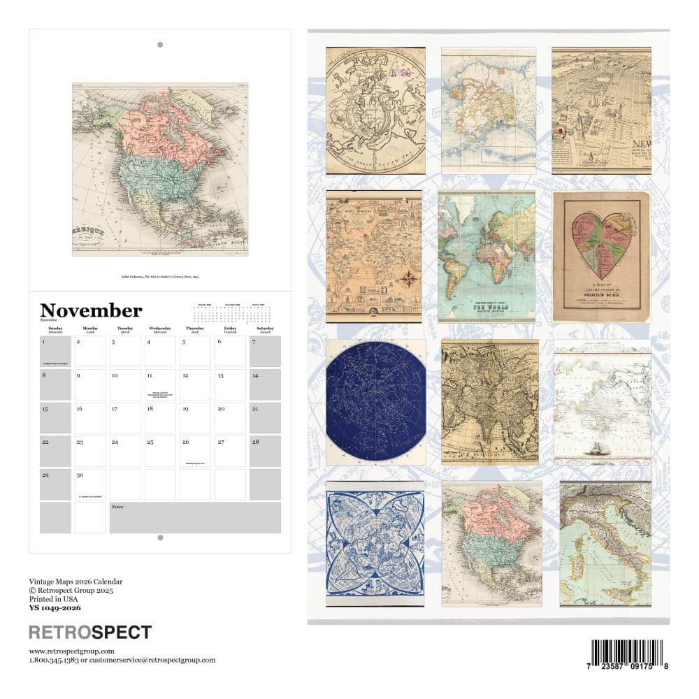 Vintage Maps 2026 Wall Calendar First Alternate Image