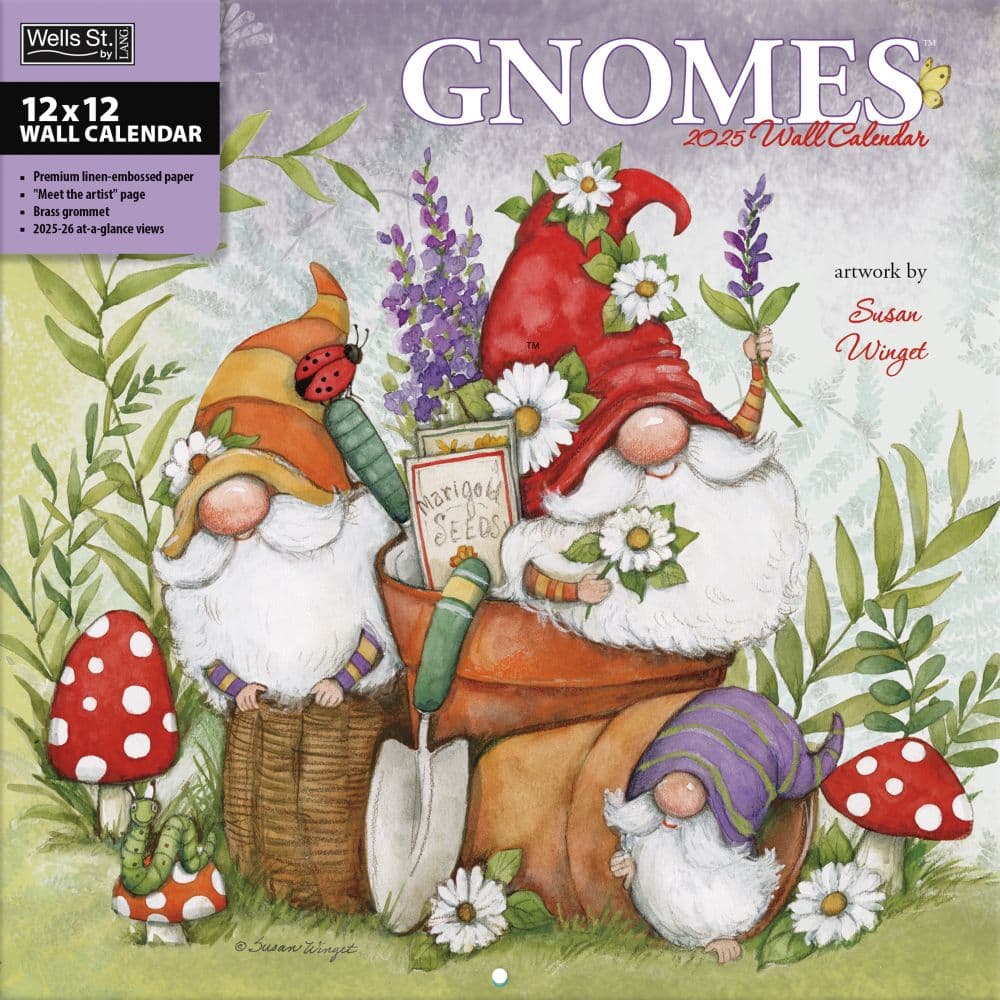 Gnomes by Susan Winget 2025 Wall Calendar