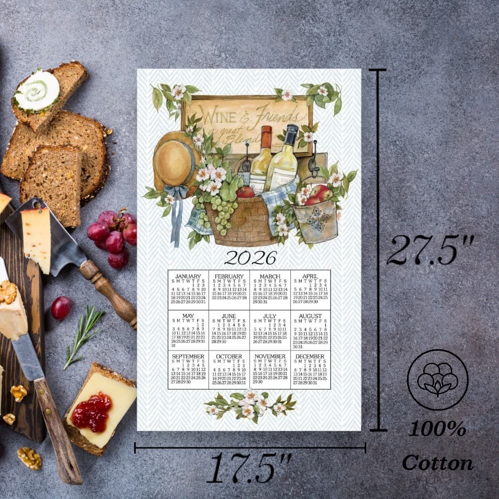 Wine Basket 2026 Calendar Towel First Alternate Image