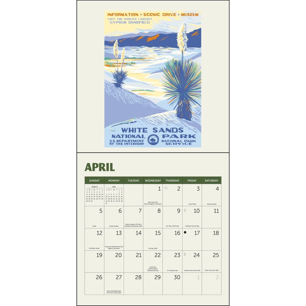 National Parks Poster Art WPA 2026 Mini Wall Calendar, 7'' X 7'', 16-Month Calendar with Stapled Binding