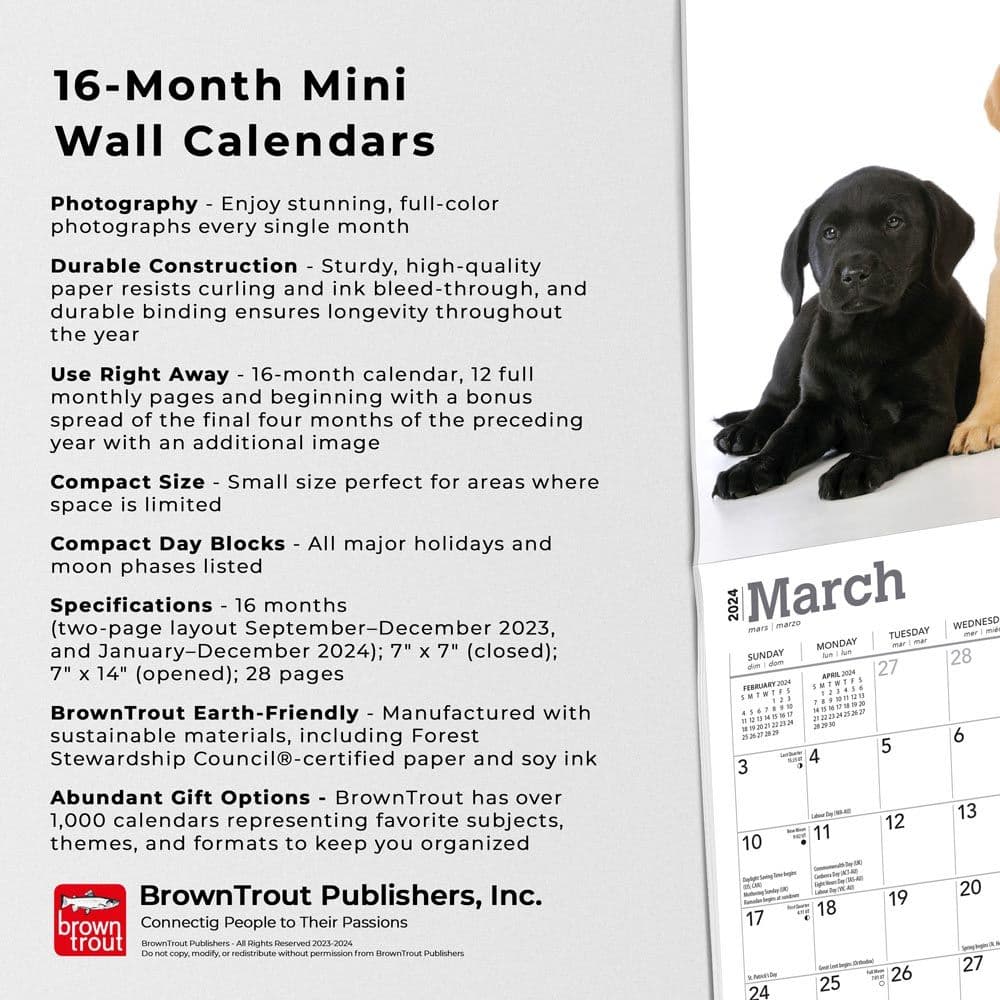 Lab Retriever Puppies 2024 Mini Wall Calendar Fourth Alternate Image width=&quot;1000&quot; height=&quot;1000&quot;