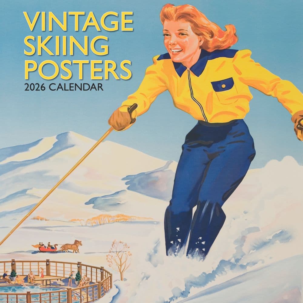 Skiing Posters Vintage 2026 Wall Calendar Main Image